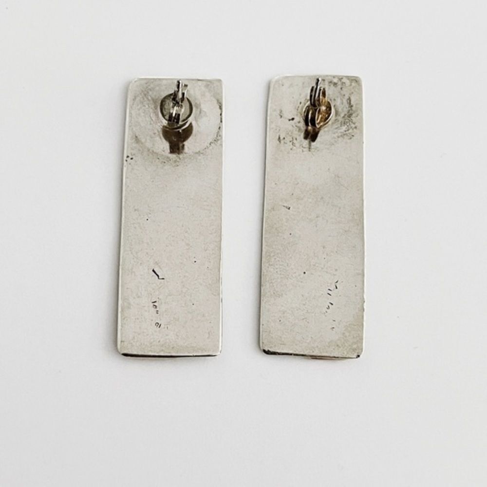 Vintage Sterling Silver & 14kt Gold Earrings - Picture 7 of 13
